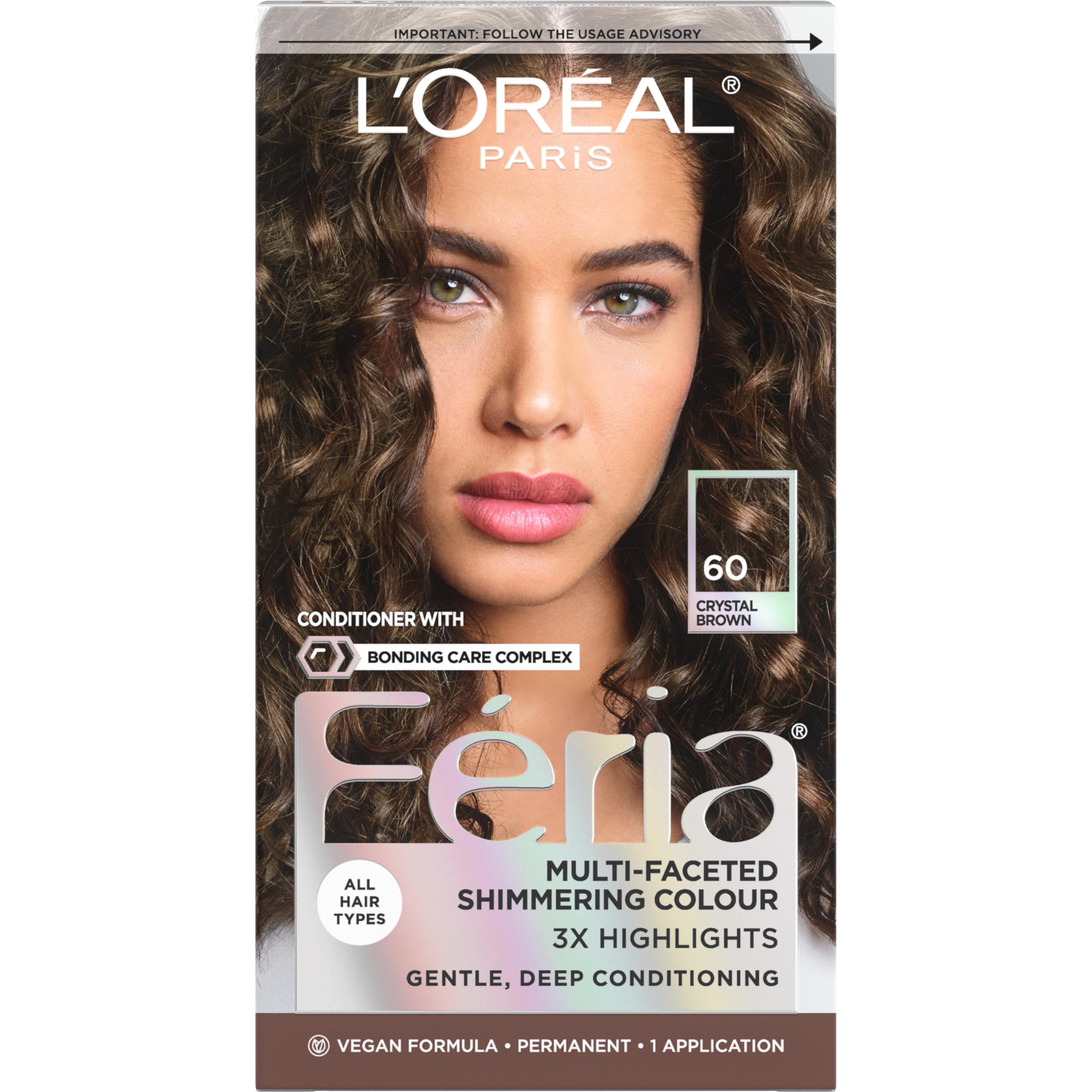 L'Oreal Paris Feria 60 Crystal Brown color swirl shows multidimensional shimmer.