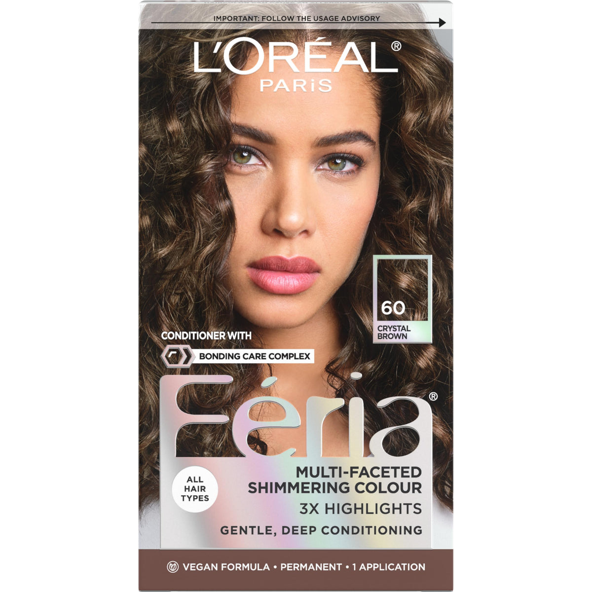 L'Oreal Paris Feria 60 Crystal Brown color swirl shows multidimensional shimmer.