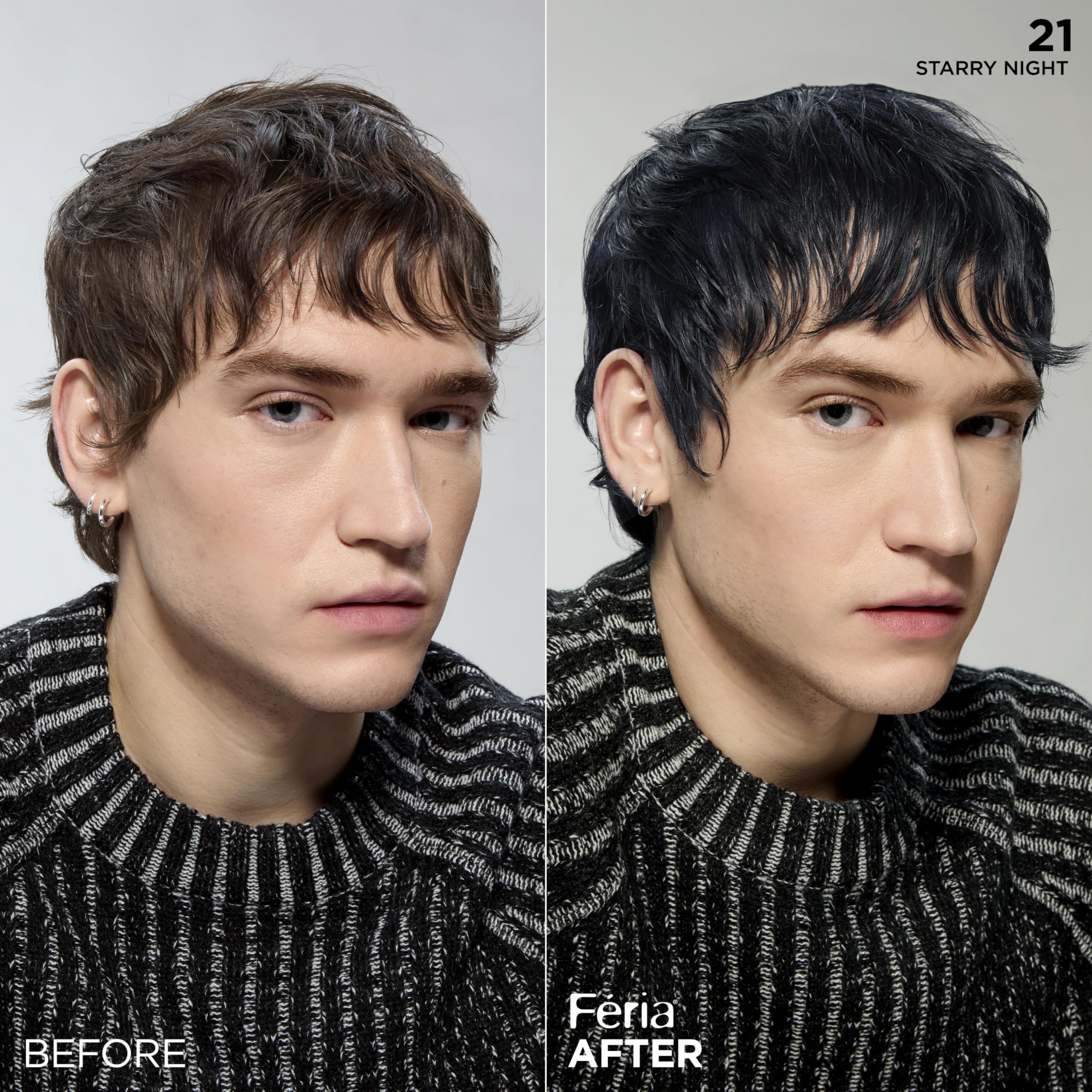 L'Oreal Paris Feria after-color conditioner bottle reveals nourishing care.