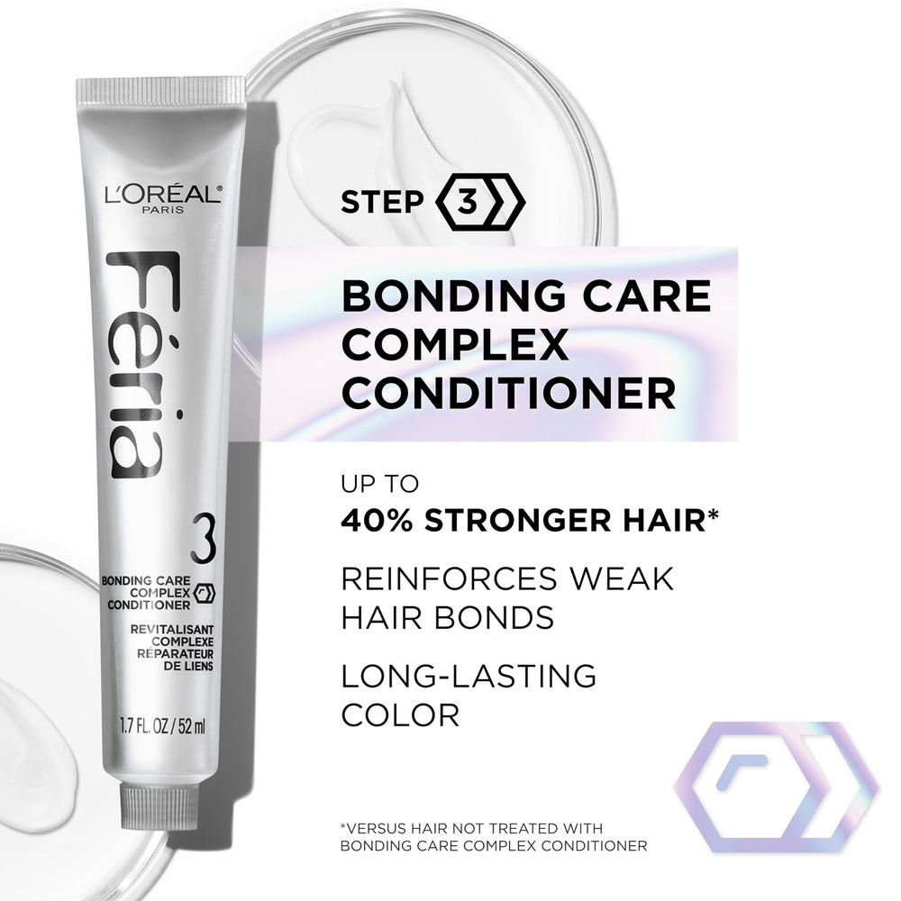 Loreal Paris Feria Bonding Care conditioner bottle for post-color hair strengthening