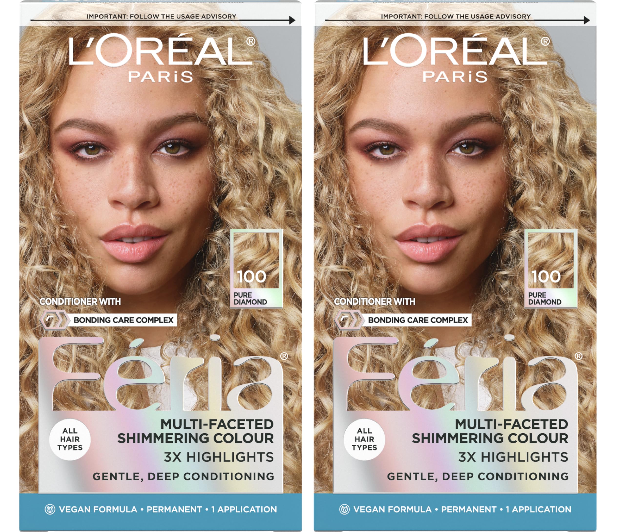 L'Oreal Paris Feria bottle close-up showing shimmering color details for bold results