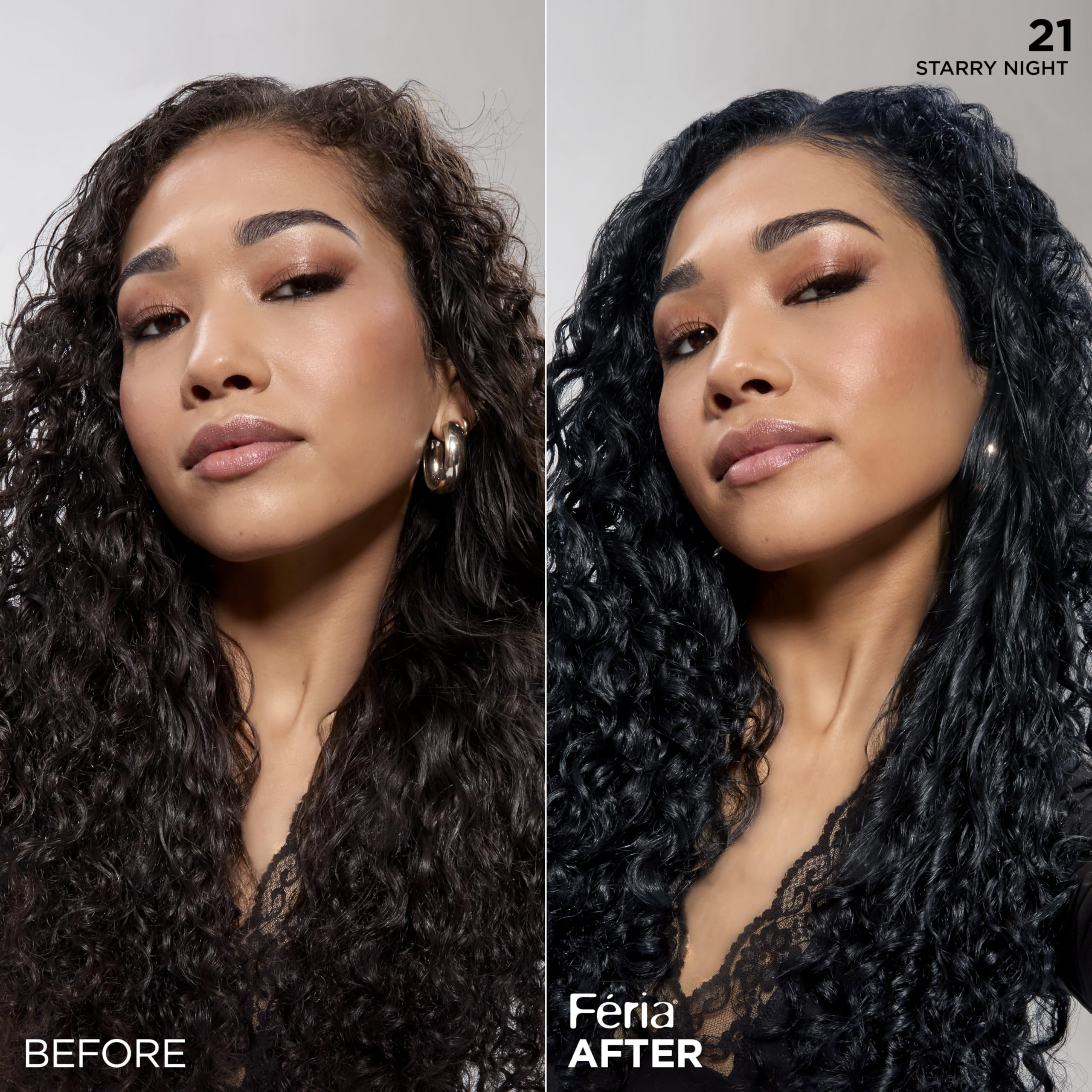 L'Oreal Paris Feria bottle closeup on smooth, even color distribution.