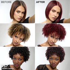 L'Oreal Paris Feria Cherry Crush activator packet demonstrates color development steps.