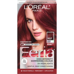 L'Oreal Paris Feria Cherry Crush color swatch showing shimmering medium auburn shade for bold style.