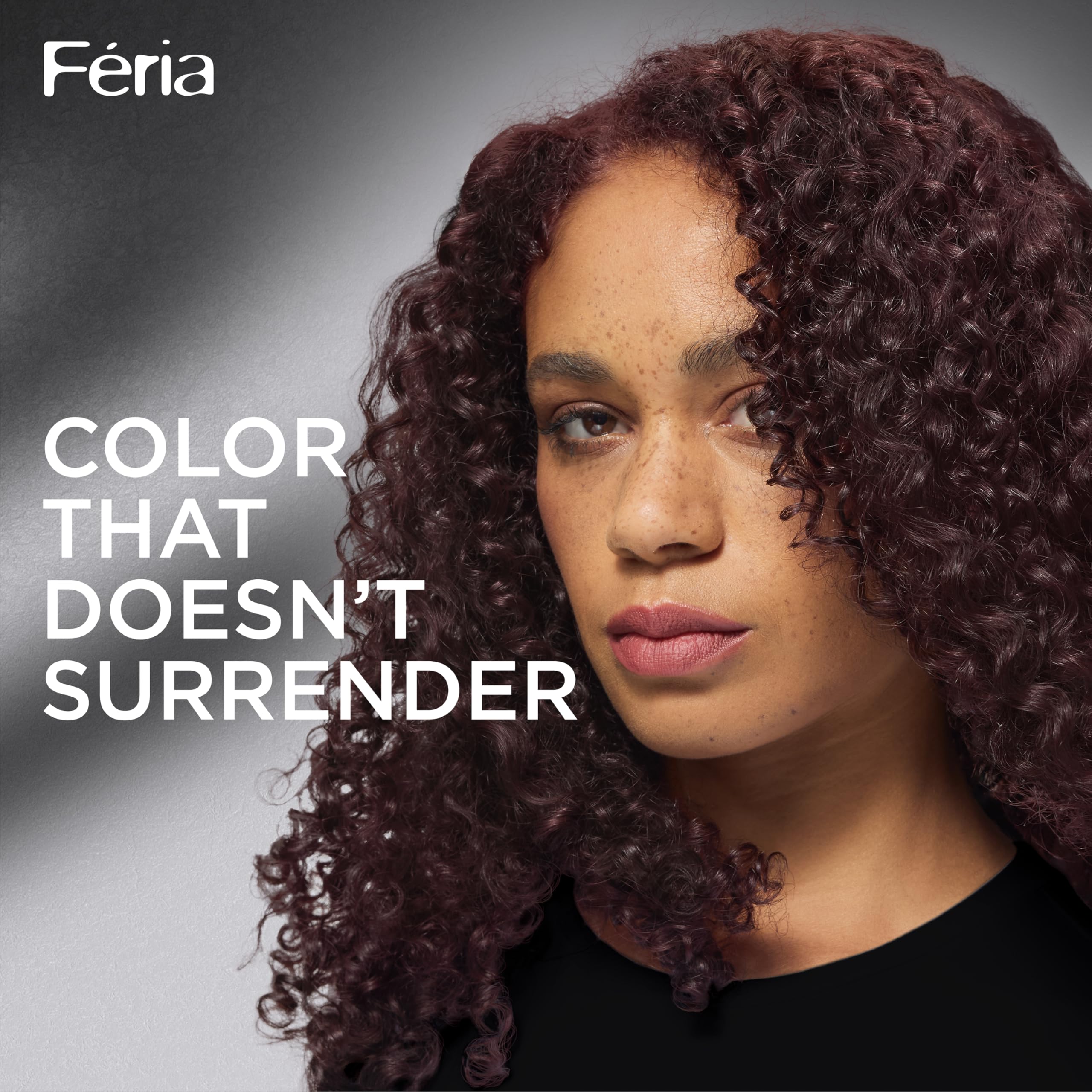L'Oreal Paris Feria dye bottle and activator showing three-tone blend for depth
