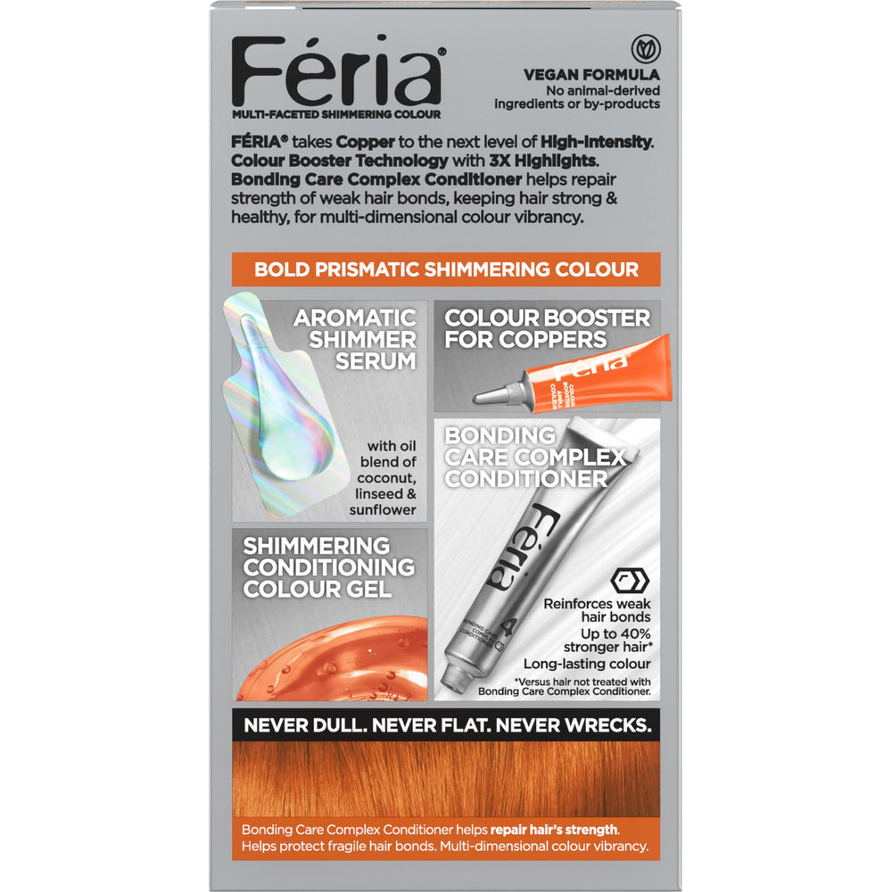 Shimmering copper finish close-up achieved with Feria color