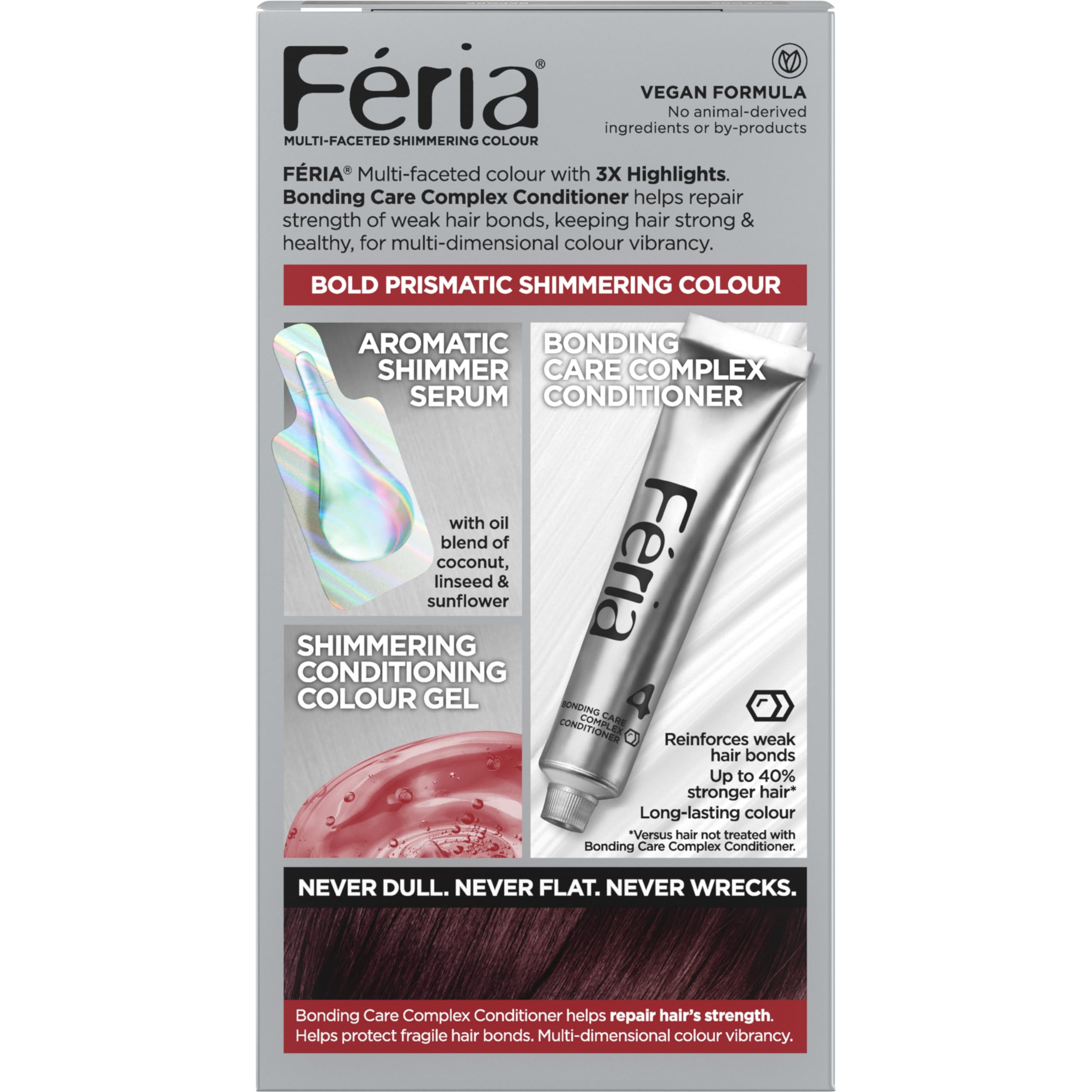 L'Oreal Paris Feria glossy hair finish after color enhances shine.