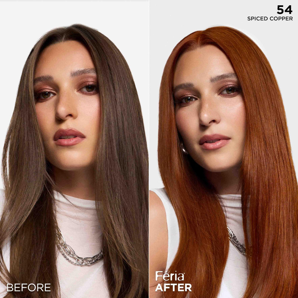L'Oreal Paris Feria Hot Chili swatch hints at bold, copper-red shimmer