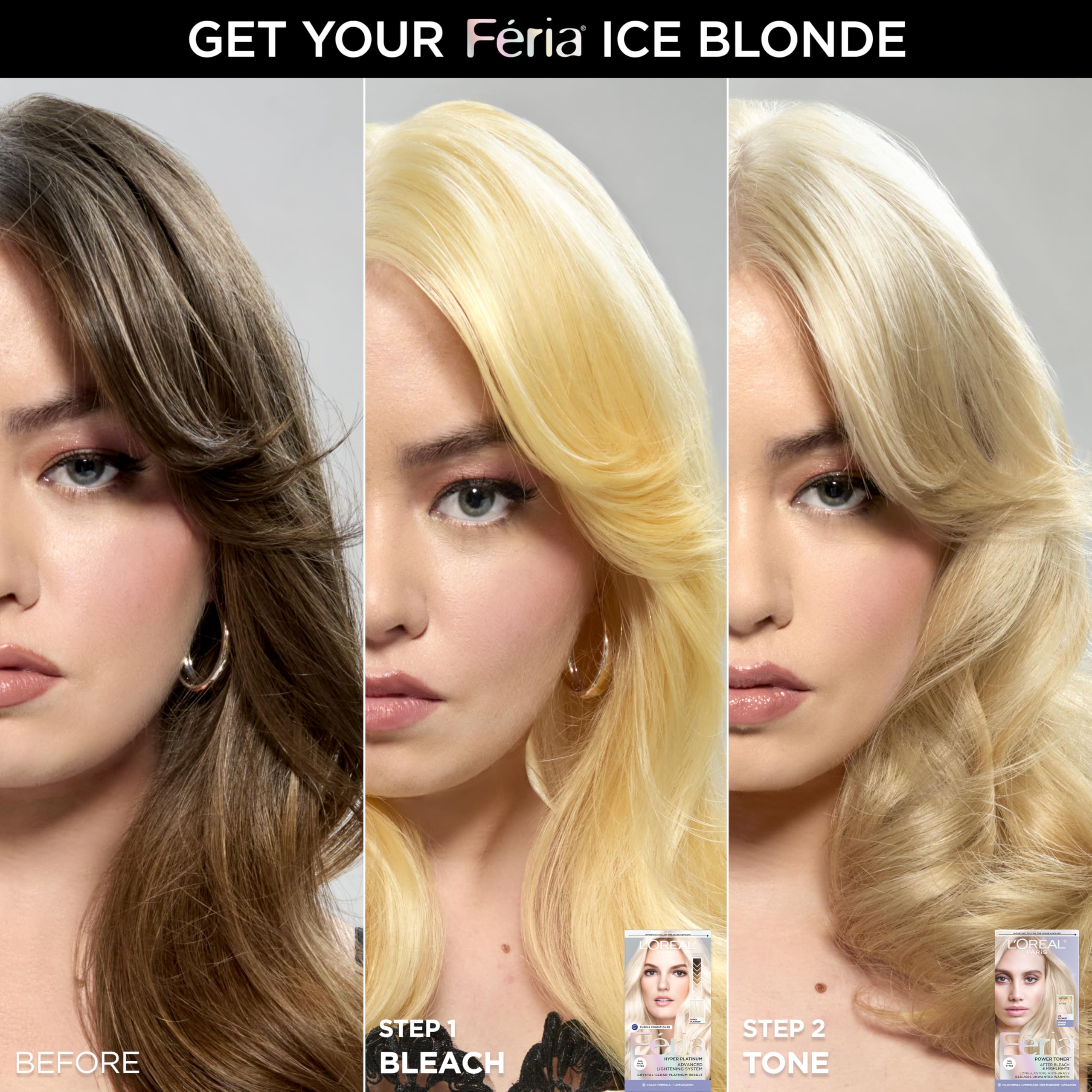 L'Oreal Paris Feria Ice Blonde Toner with conditioning polymers closeup