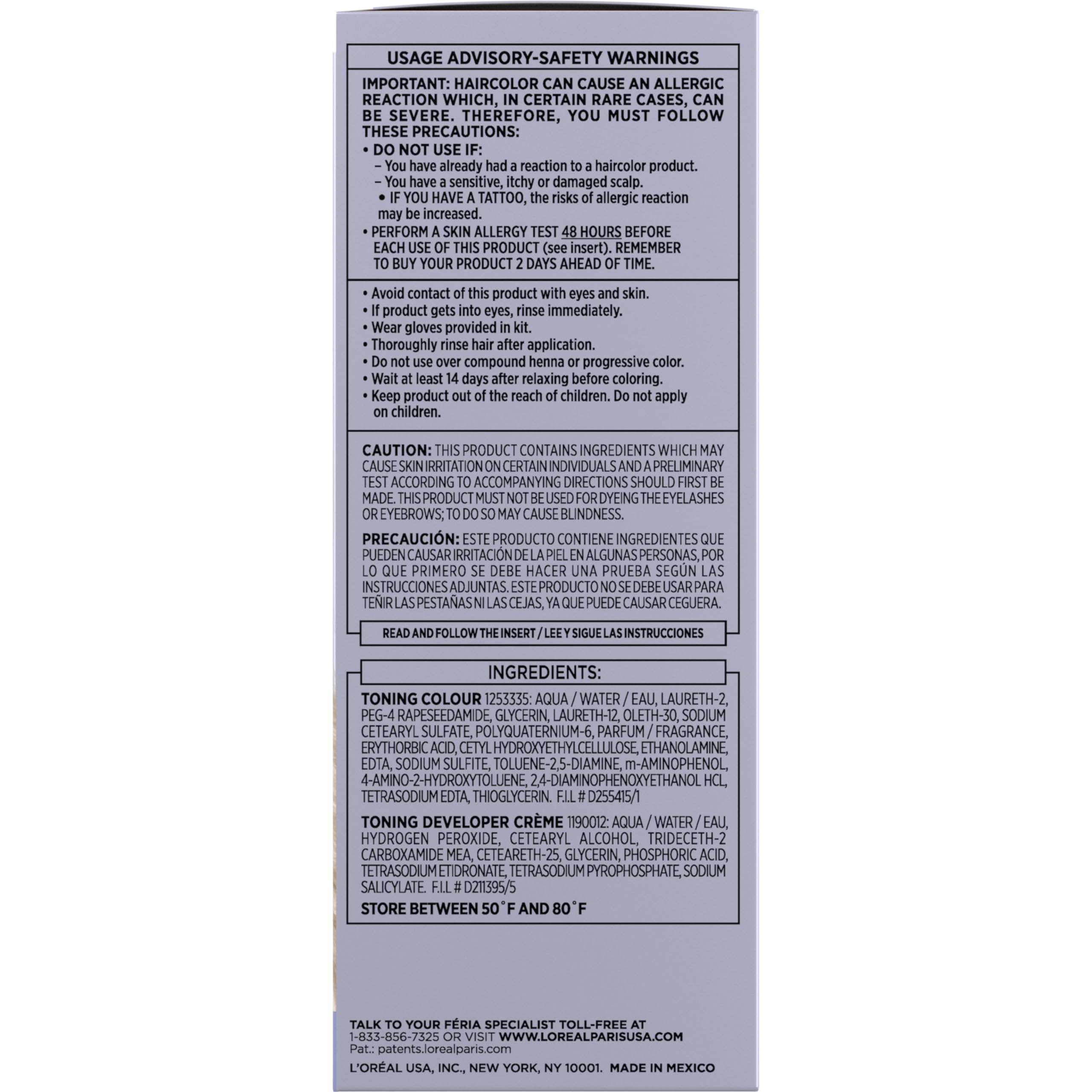 L'Oreal Paris Feria Ice Blonde Toner for highlights and balayage compatibility