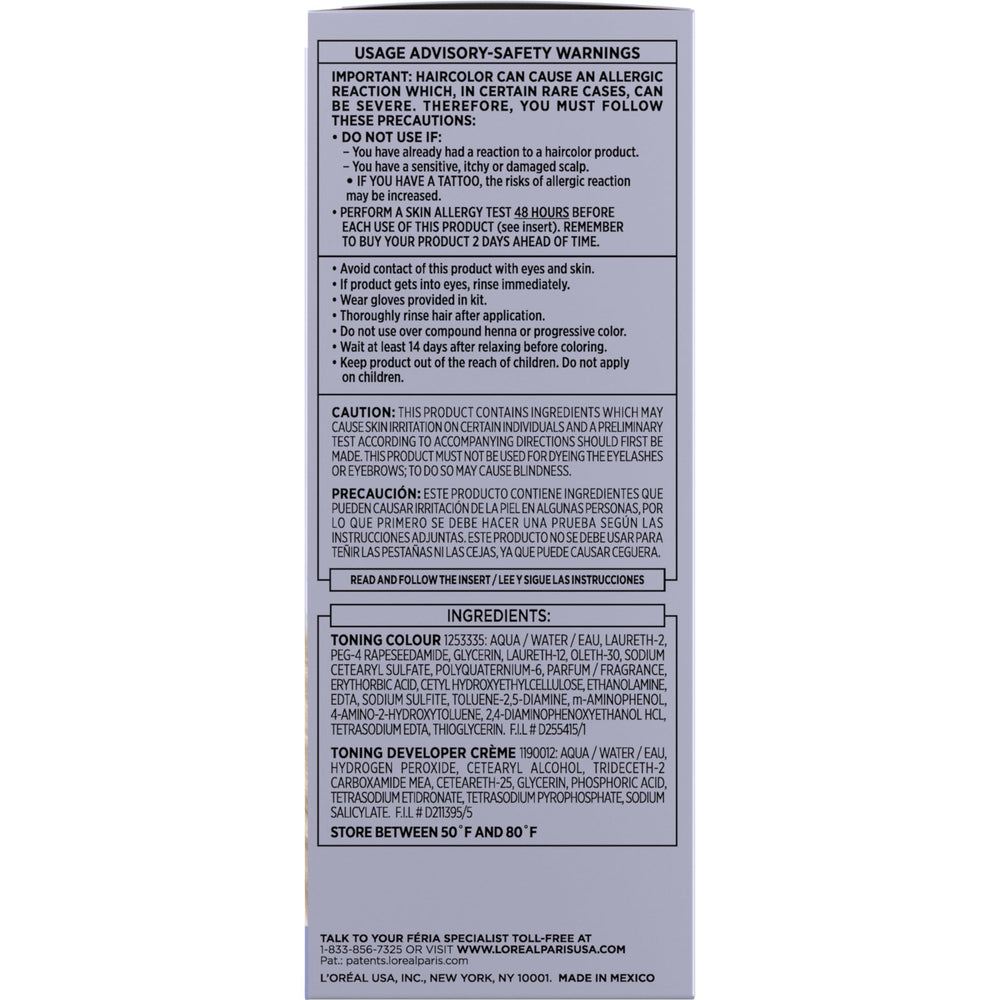L'Oreal Paris Feria Ice Blonde Toner for highlights and balayage compatibility