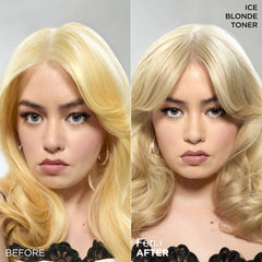 L'Oreal Paris Feria Ice Blonde Toner on-hair application demonstrating quick five-minute toning