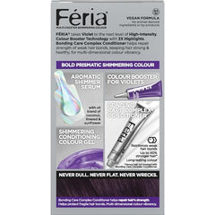 L'Oreal Paris Feria Midnight Violet color creme swatches display prismatic tones