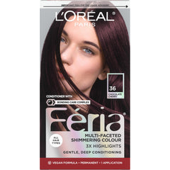 L'Oreal Paris Feria multi-faceted color bottle showcases shimmer for vibrant, head-turning shade.