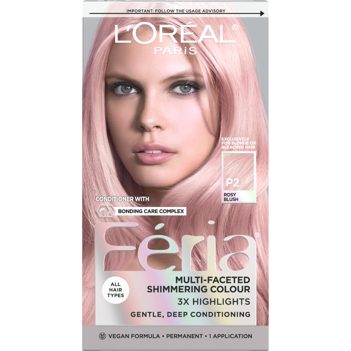 Loreal Paris Feria Rosy Blush Smokey Pink bottle swatch showing shimmering color payoff