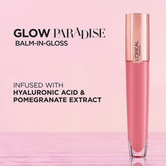 L'Oréal Paris Glow Paradise tono Feathery Fleur brillo suave en labios