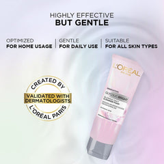 Close-up of Glycolic Bright foam on skin for even-looking glow