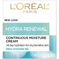 L'Oreal Paris Hydra-Renewal cream texture close-up showcases lightweight hydration.