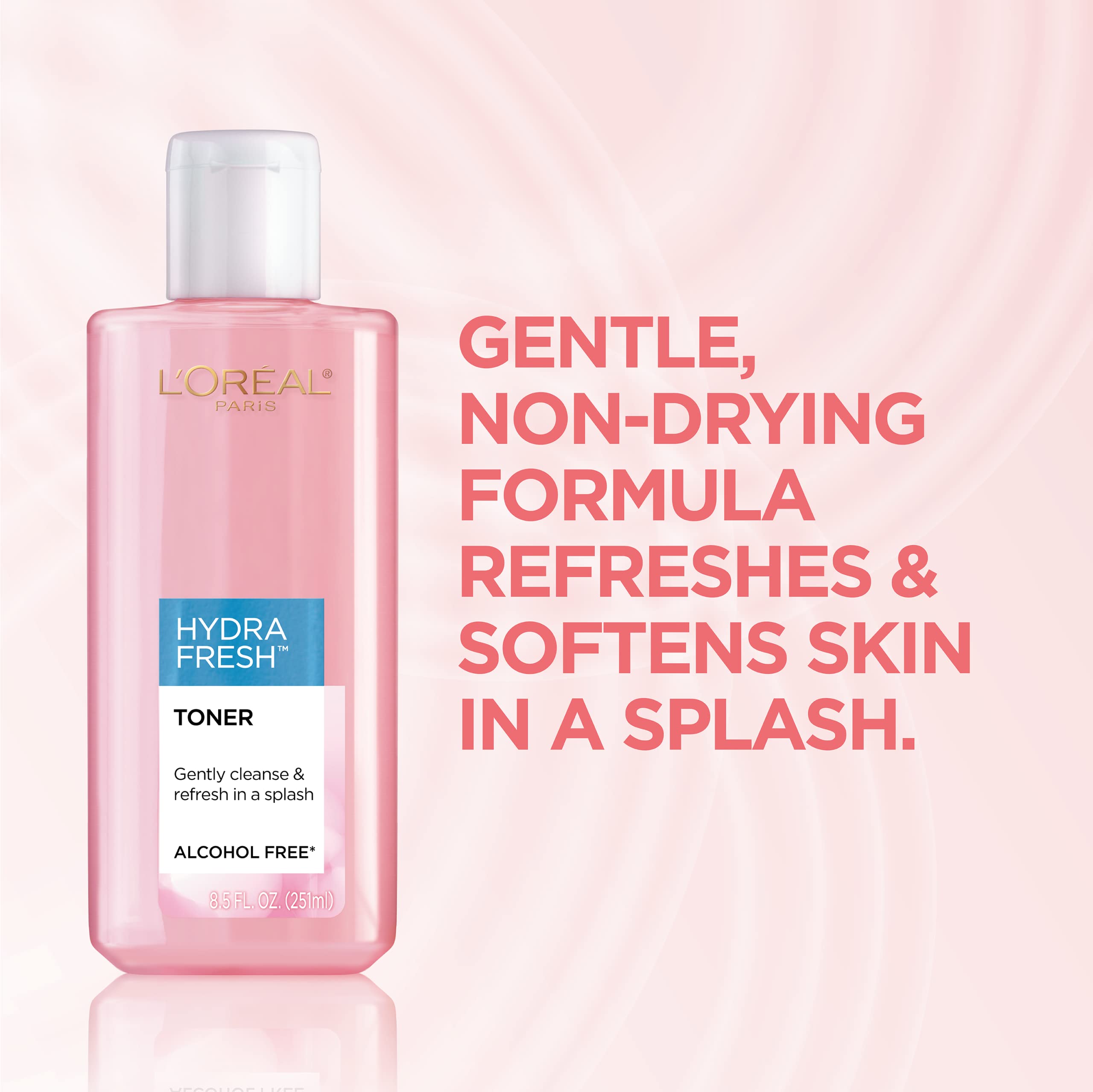 L’Oréal Paris HydraFresh Tónico: aplicación suave en el rostro para suavidad.