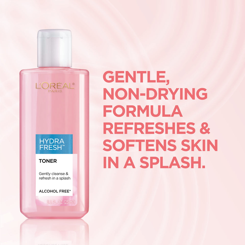 L’Oréal Paris HydraFresh Tónico: aplicación suave en el rostro para suavidad.