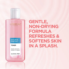 L’Oréal Paris HydraFresh Tónico: aplicación suave en el rostro para suavidad.