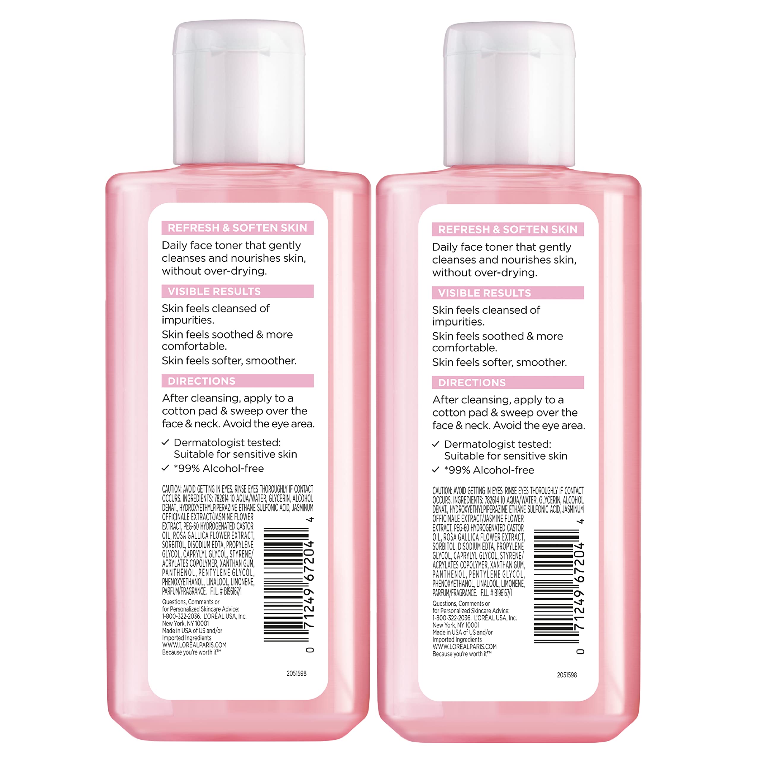 L’Oréal Paris HydraFresh Tónico: fórmula sin alcohol aprobada por dermatólogos.