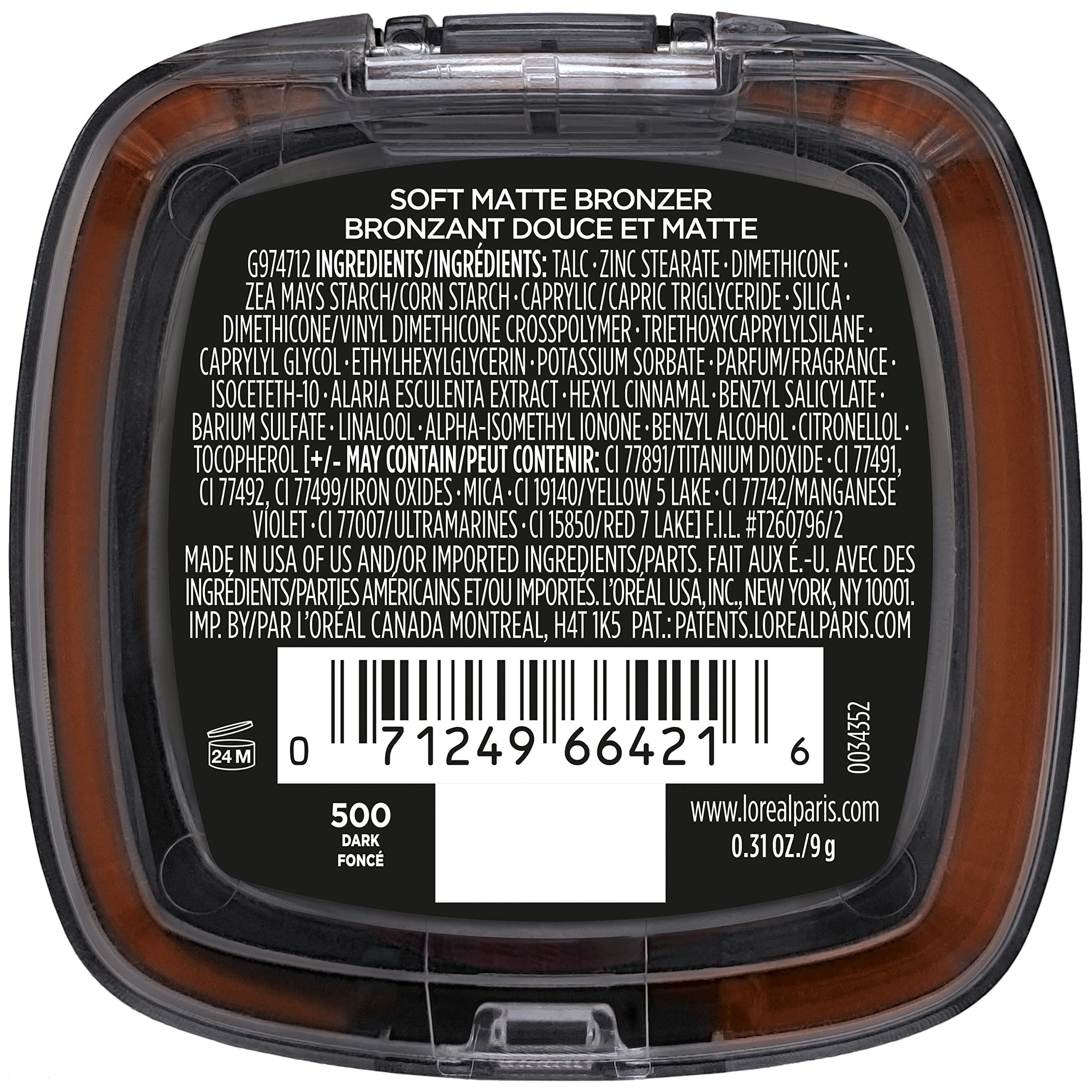 L'Oreal Paris Infallible bronceador, envase elegante tipo París para colección de maquillaje.