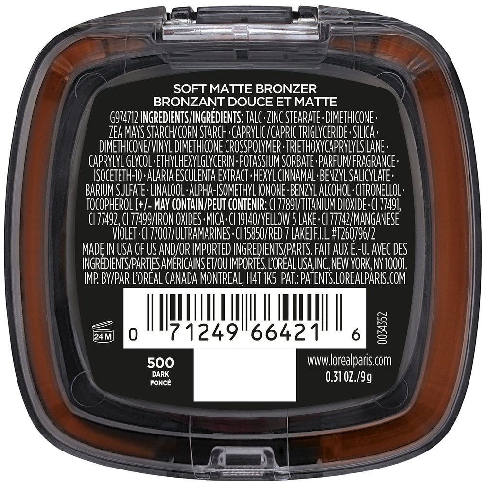 L'Oreal Paris Infallible bronceador, envase elegante tipo París para colección de maquillaje.