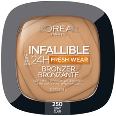 L'Oreal Paris Infallible Bronzer: aplicación suave y acabado mate para contornear ligero y natural.
