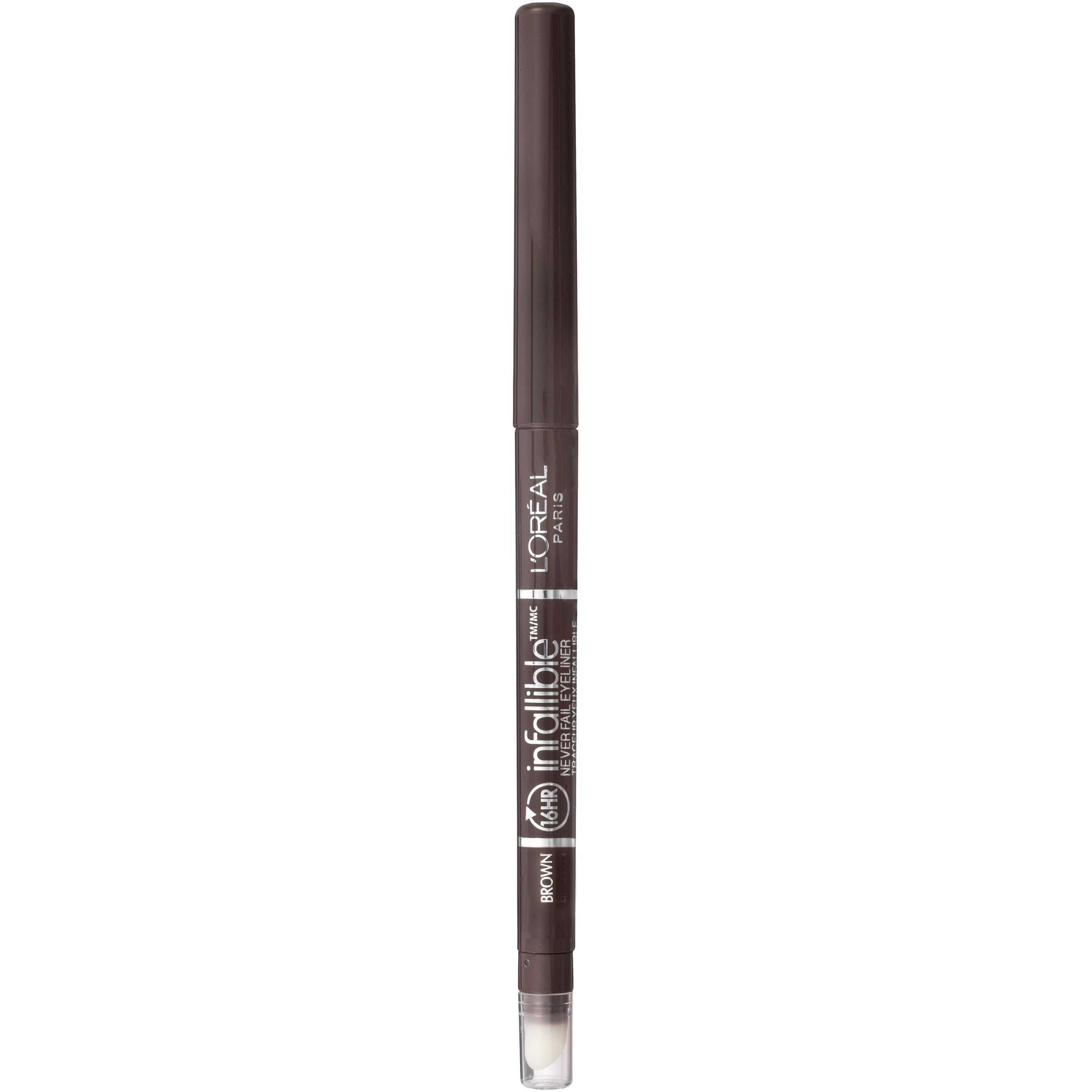 Delineador mecánico Infallible de L'Oreal Paris con afilador integrado para trazos precisos.