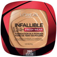 L'Oréal Paris Infallible Fresh Wear Polvo, acabado mate natural para uso diario.