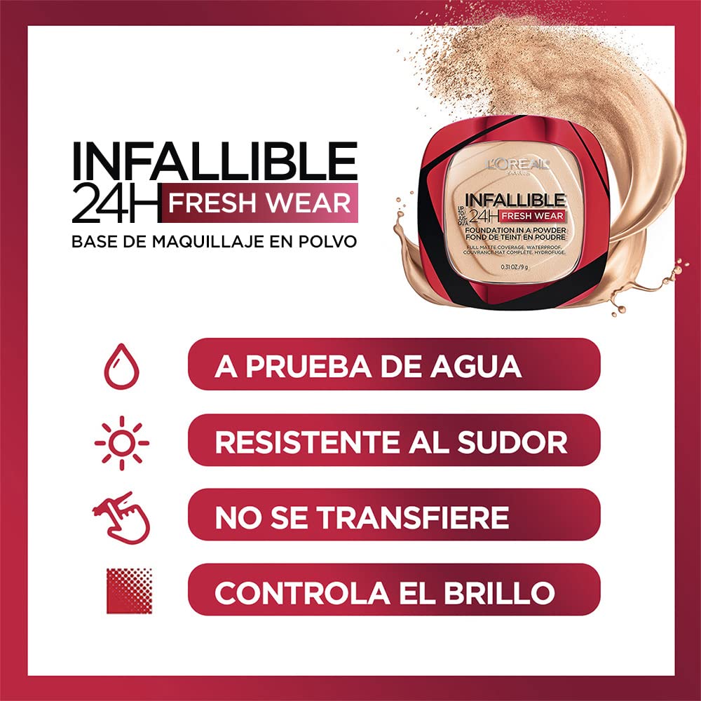 L'Oréal Paris Infallible Fresh Wear Polvo: acabado-mate, tono uniforme sin grasa