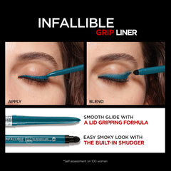 Delineador gel turquesa Infallible Grip, deslizamiento suave para difuminar