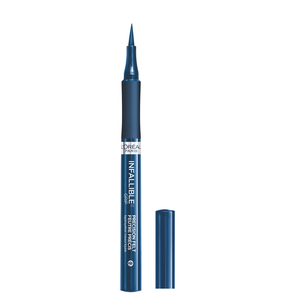 L'Oreal Paris Infallible Grip blue eyeliner swatch for precise, long-lasting definition.