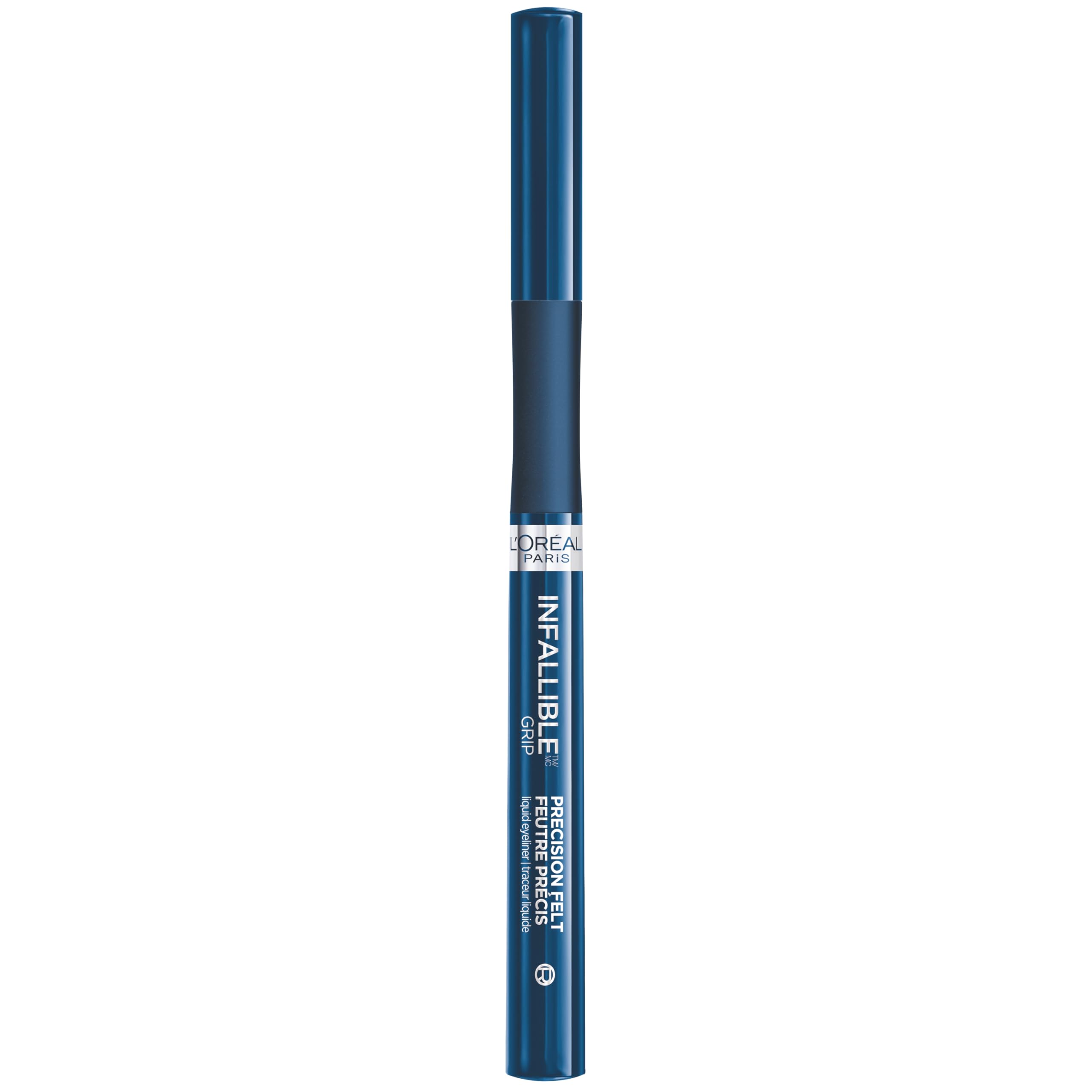 L'Oreal Paris Infallible Grip blue eyeliner swatch close-up for color payoff.