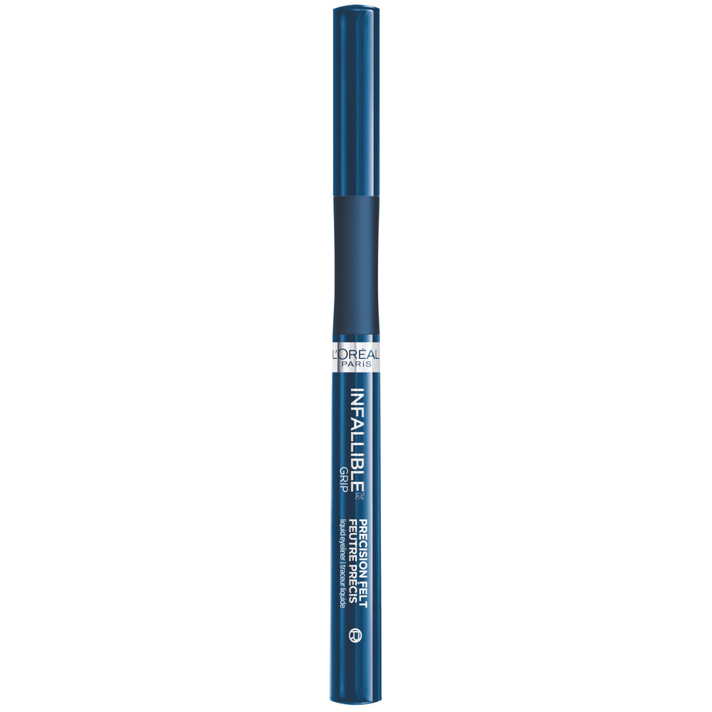 L'Oreal Paris Infallible Grip blue eyeliner swatch close-up for color payoff.