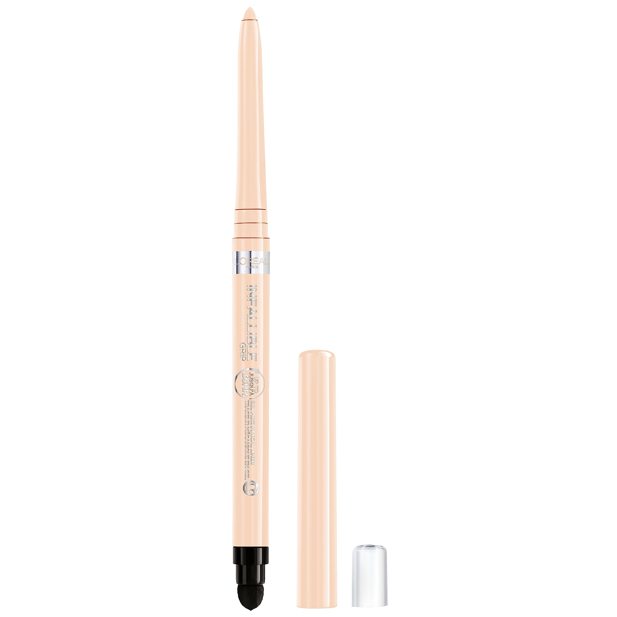 Delineador gel Infallible Grip de L'Oreal Paris, punta suave para trazos definidos y duraderos.