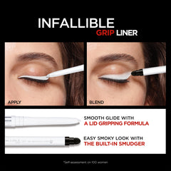 L'Oreal Paris Infallible Grip delineador gel, acabado intenso que perdura todo el día.