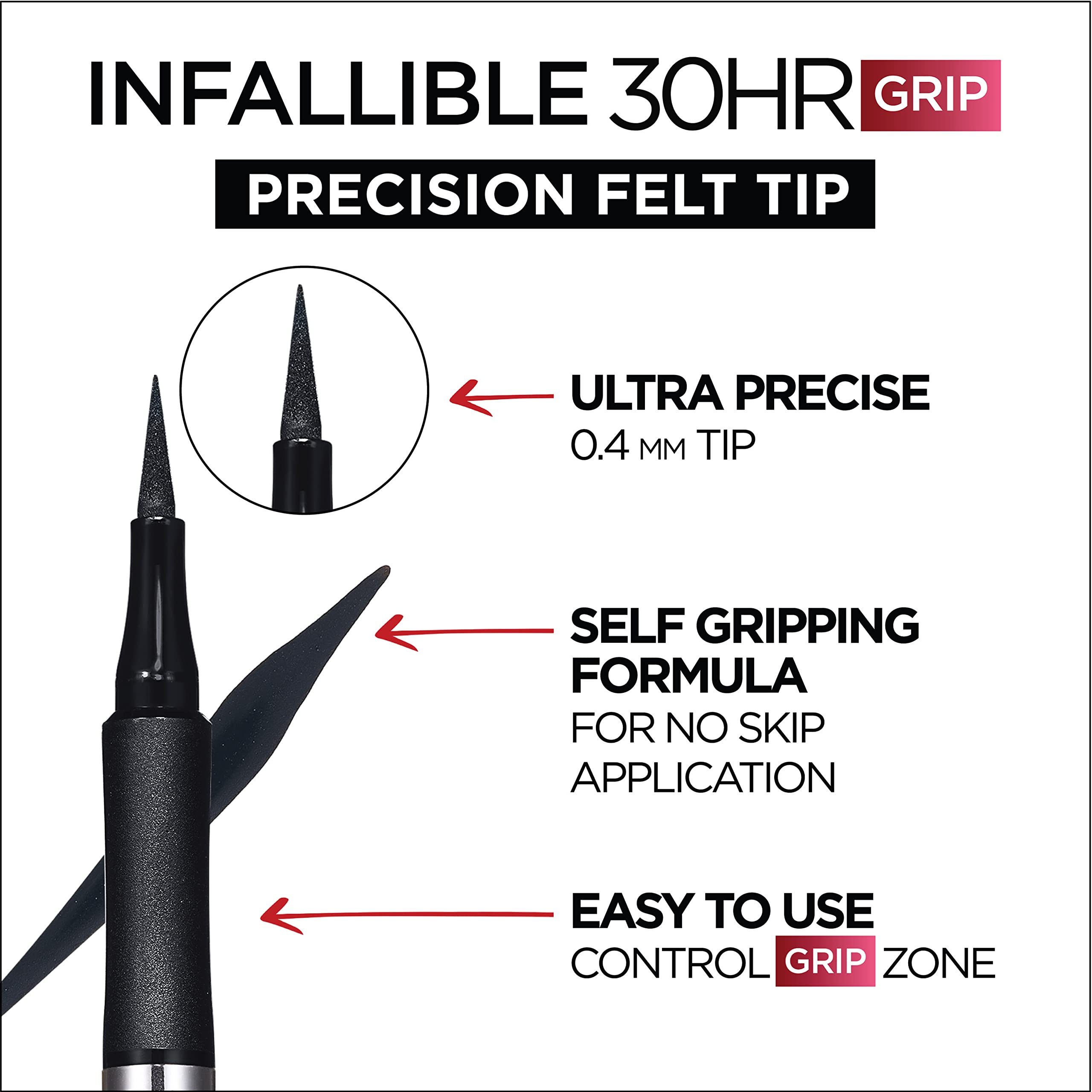 Close-up of thin line created with Infallible Grip felt tip for sharp definition.