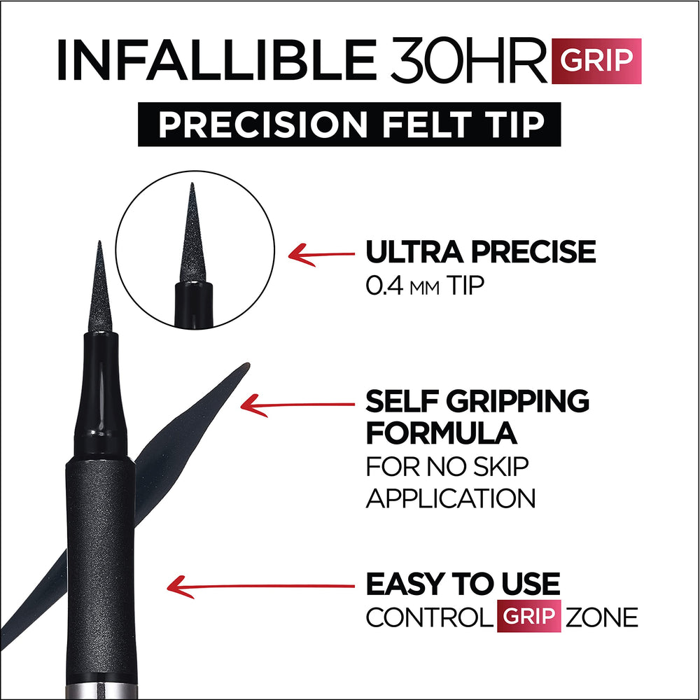 Close-up of thin line created with Infallible Grip felt tip for sharp definition.