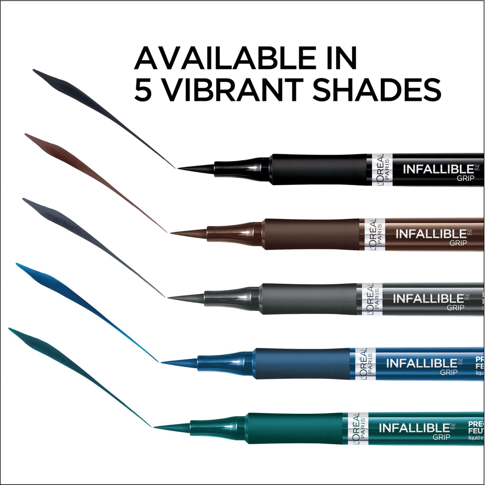 L’Oréal Paris Infallible Grip waterproof formula image illustrating smudge-resistant performance.