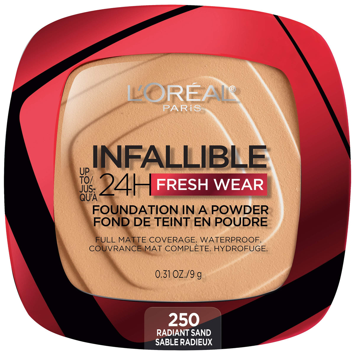 L'Oreal Paris Infallible polvos fundación Radiant Sand para un acabado natural y duradero.