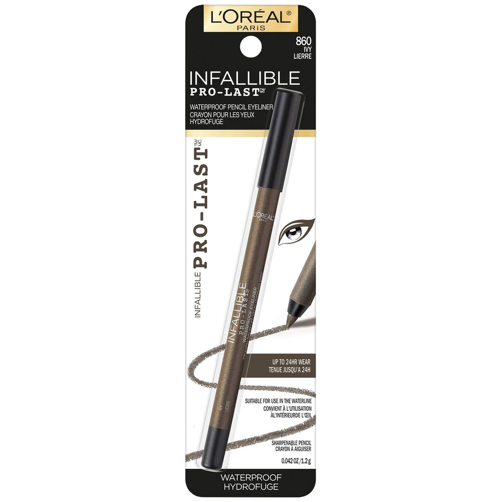 L'Oreal Paris Infallible Pro-Last Pencil Eyeliner Ivy tip close-up showing creamy glide