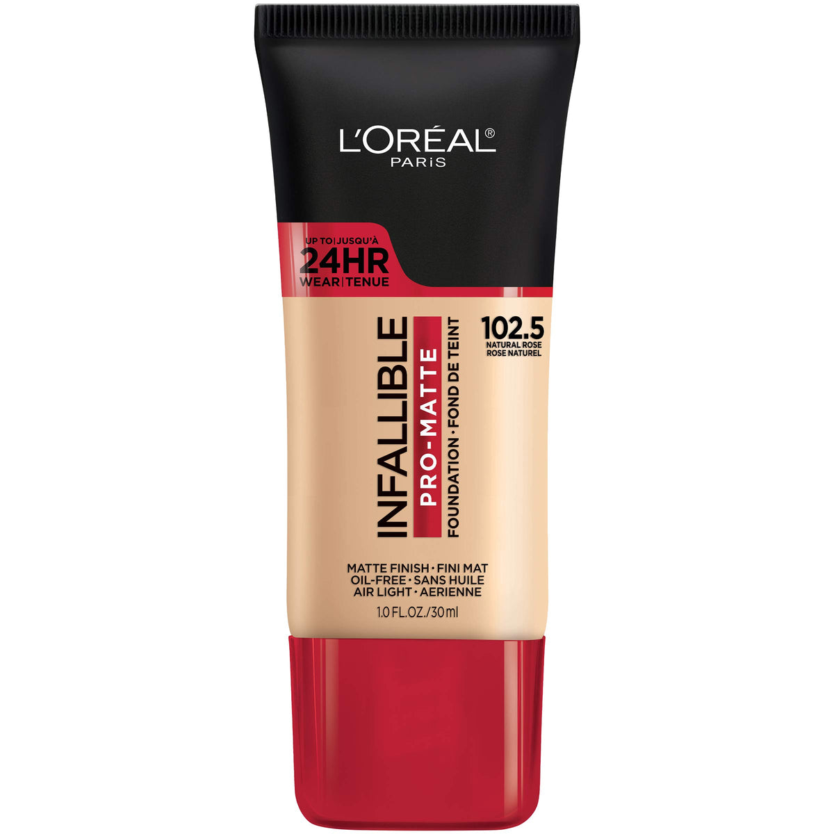 Base envase líquido de L'Oréal Paris Pro Matte para aplicación precisa y uniforme.