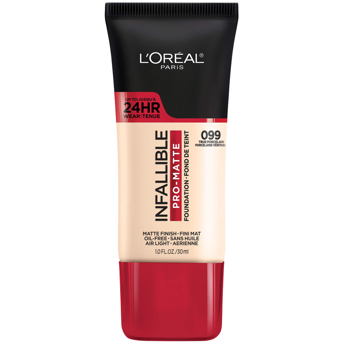 L'Oreal Paris Infallible Pro-Matte botella: acabado demi-mate duradero para piel suave.