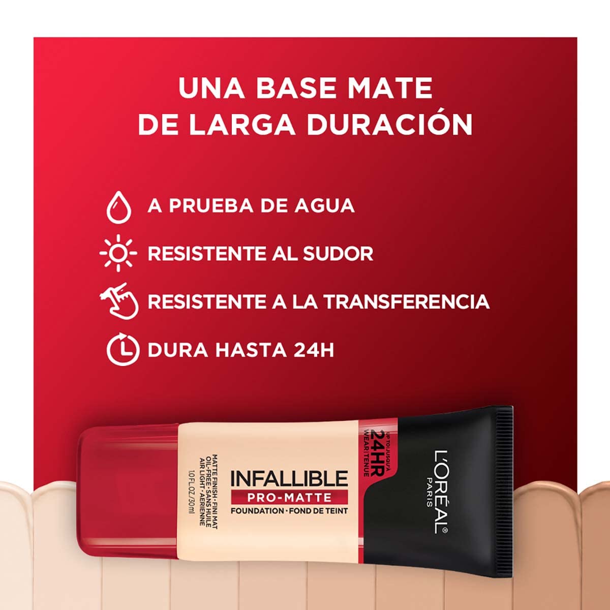 Application of L'Oreal Paris Infallible Pro-Matte Foundation with fingers for smooth demi-matte look