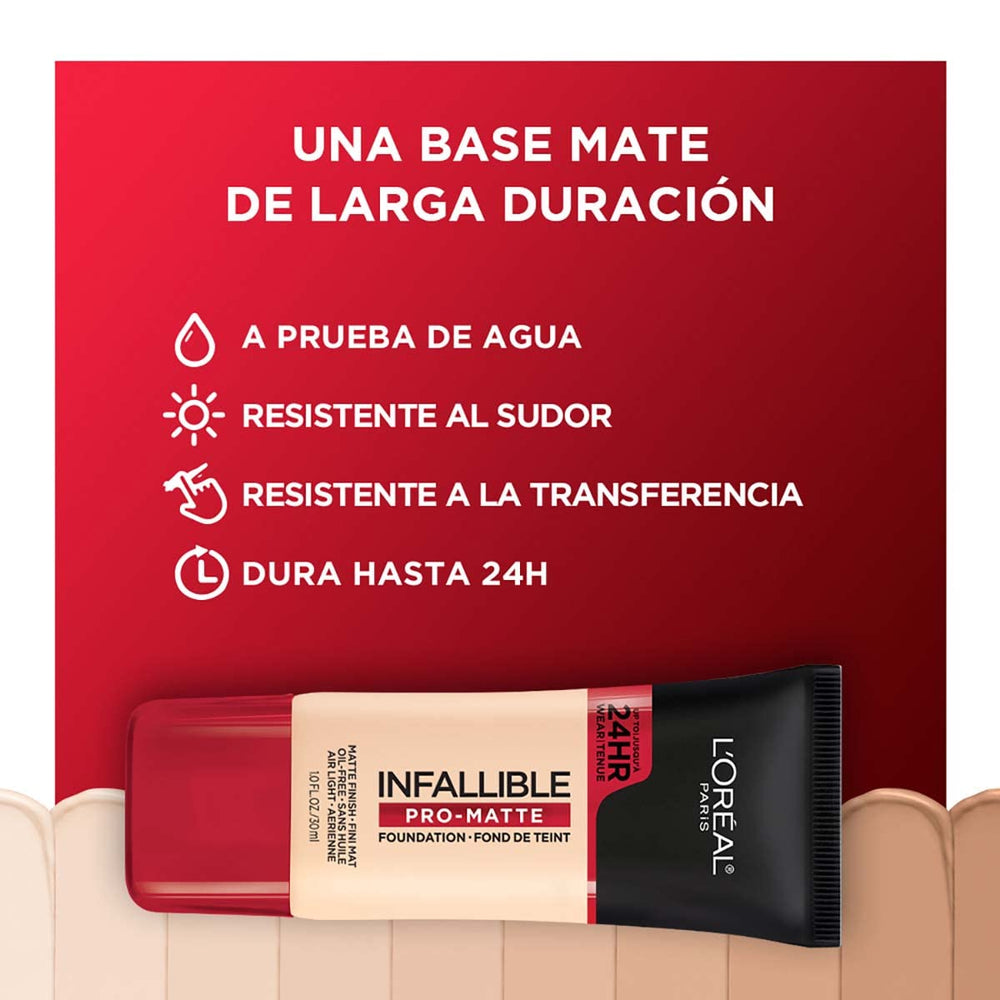 Application of L'Oreal Paris Infallible Pro-Matte Foundation with fingers for smooth demi-matte look