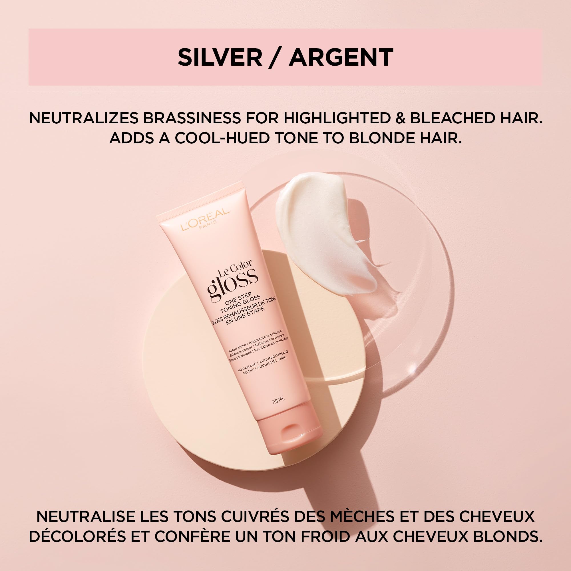 L'Oreal Paris Le Color Gloss before and after brass neutralization.