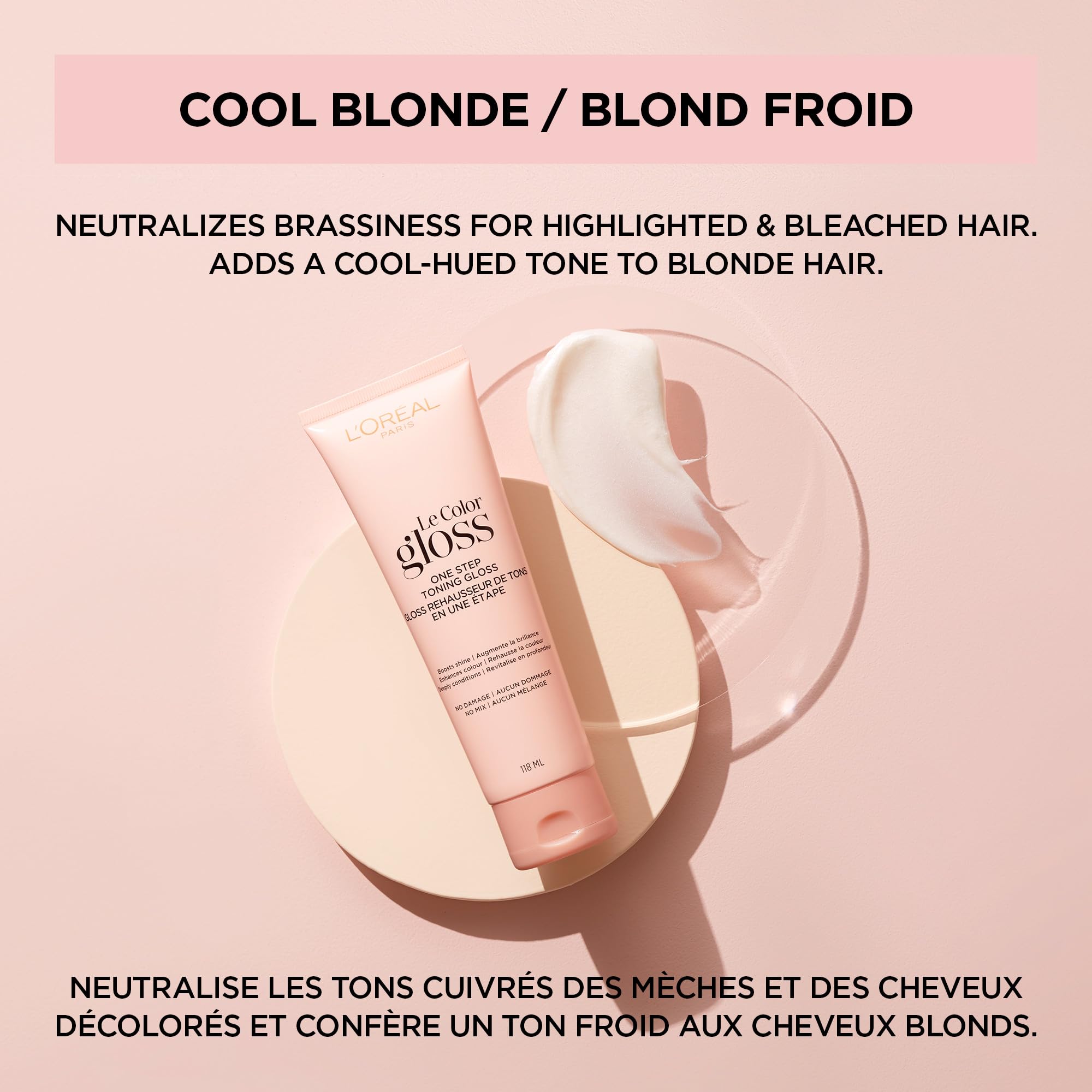 In-use demonstration of L'Oreal Paris Le Color One Step Hair Toning Gloss in shower.