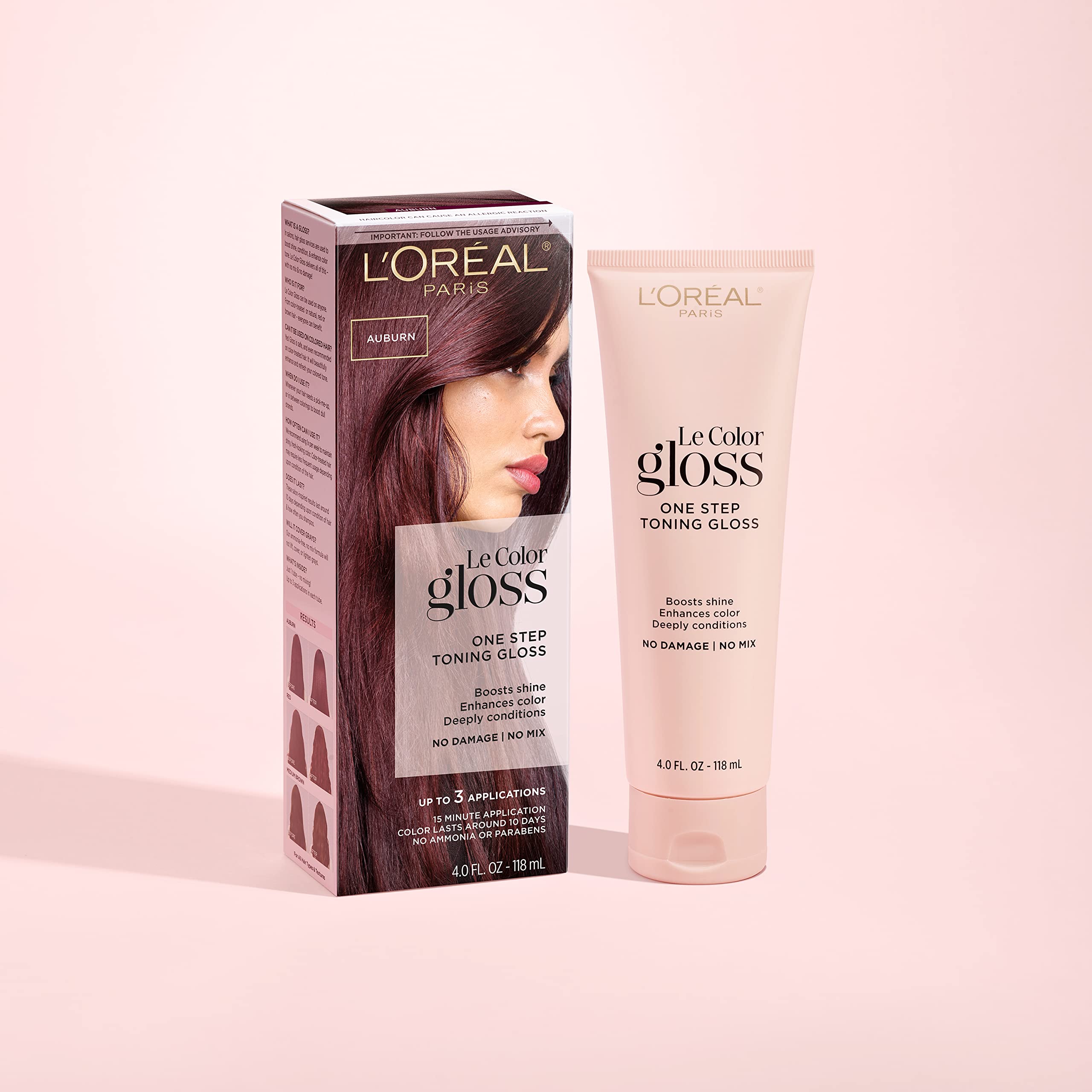 In-shower application of L’Oréal Paris Le Color One Step Toning Hair Gloss auburn
